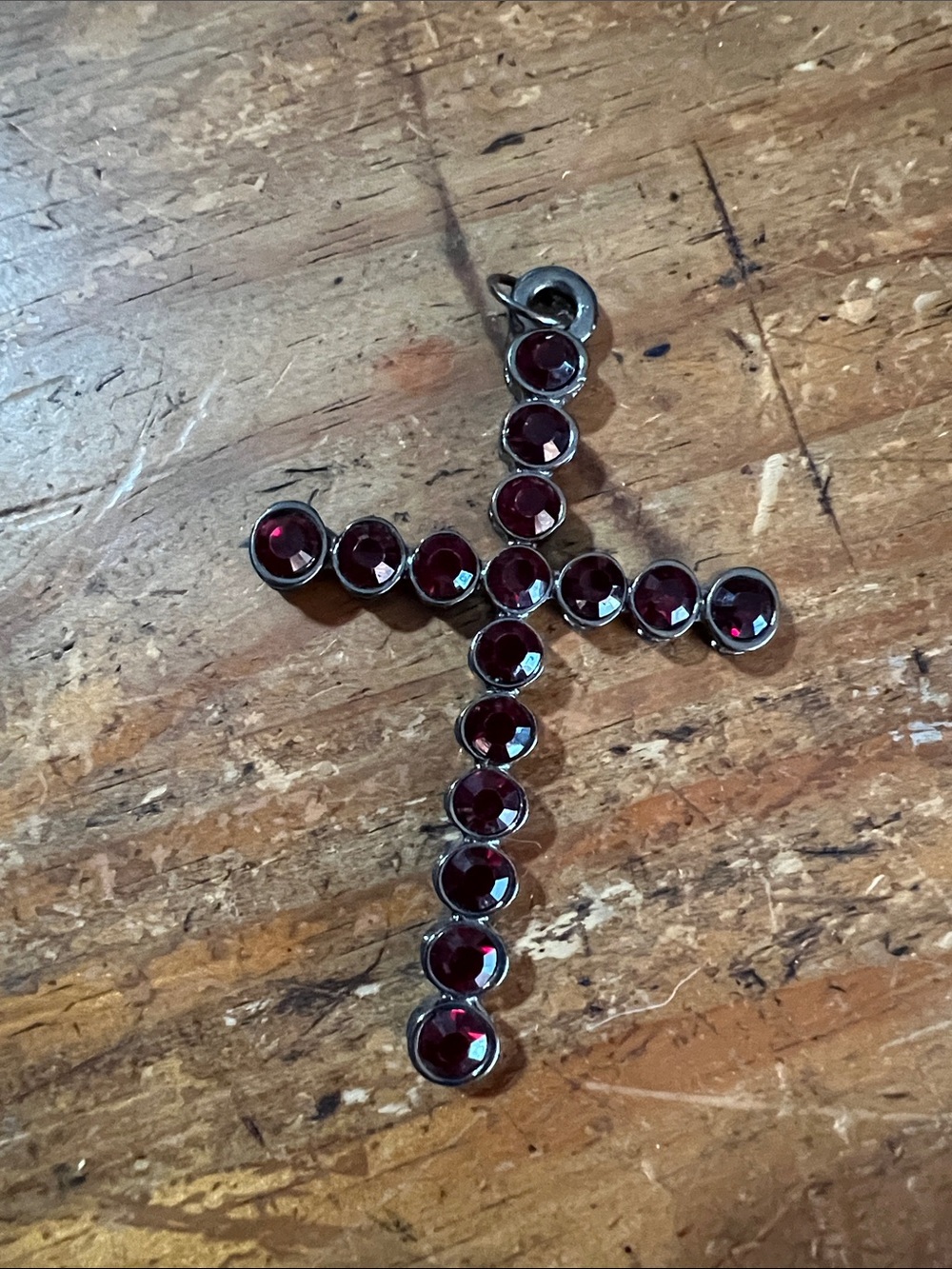 Ruby Red Crystal Cross Pendant